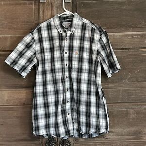 Carhartt Essential Plaid Mens XL Tall Relaxed Fit Button Down Short Sleeve Shirt